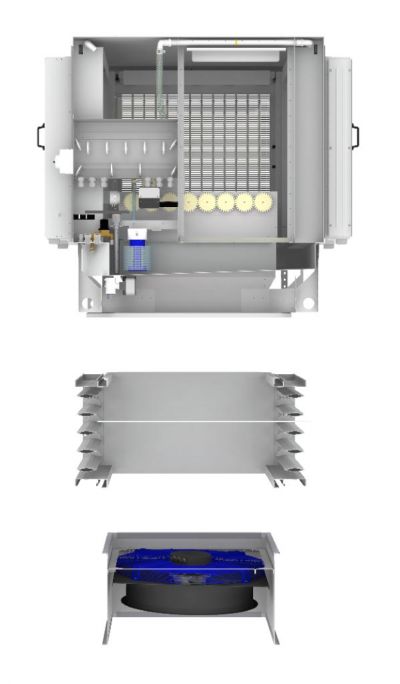 Der CoolStream A besteht aus drei Modulen:   Adiabatisches Kühlmodul, Mischluftmodul und Venti- latormodul.